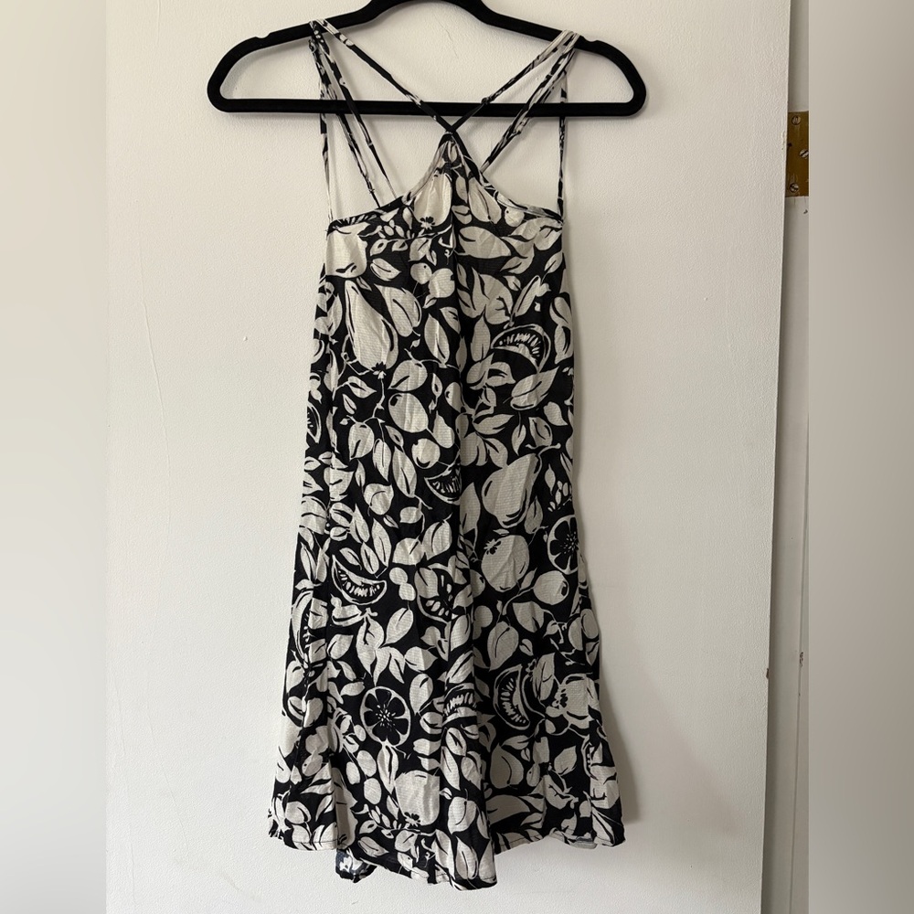 By Anthropologie Dress Size Small Black White Sleeveless‎ Mini Sundress Fruit